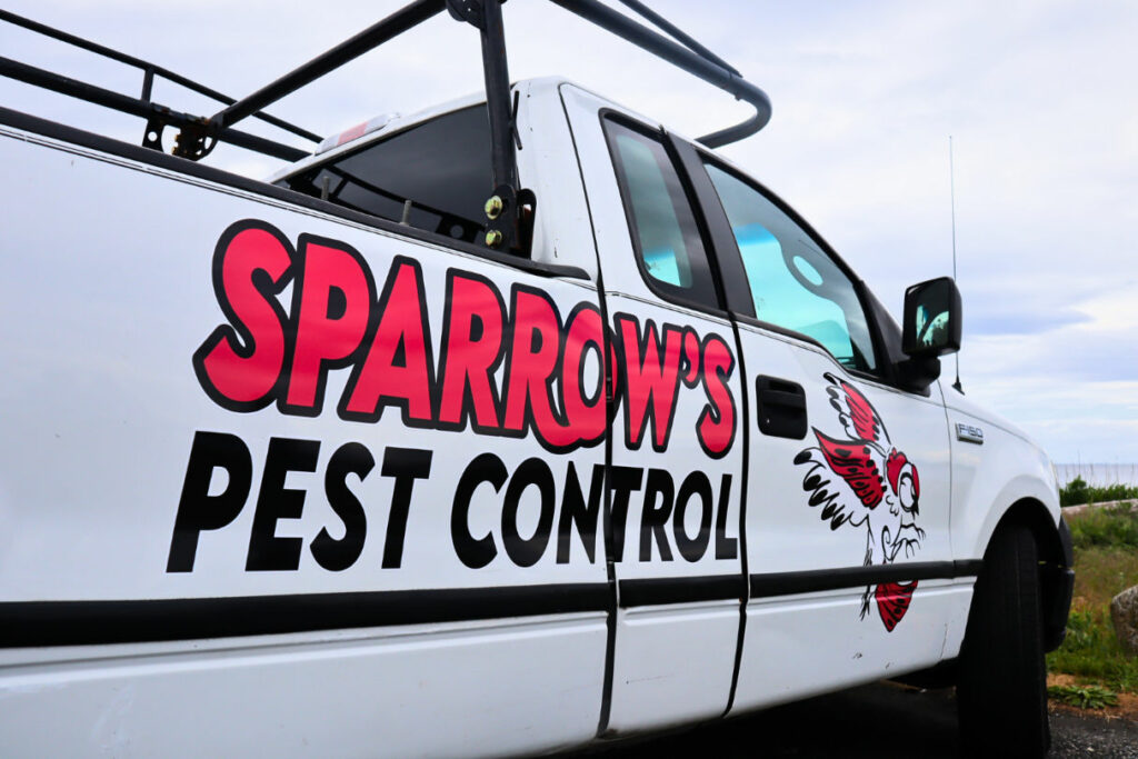 sparrow's pest control branded truck in Whatcom County, WA